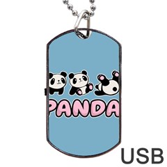 Panda  Dog Tag Usb Flash (one Side) by Valentinaart