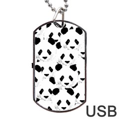 Panda Pattern Dog Tag Usb Flash (two Sides) by Valentinaart