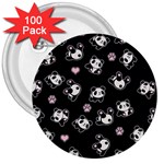 Panda pattern 3  Buttons (100 pack)  Front