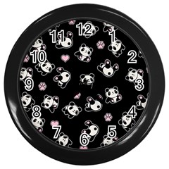 Panda Pattern Wall Clocks (black) by Valentinaart