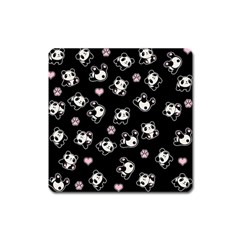 Panda Pattern Square Magnet by Valentinaart