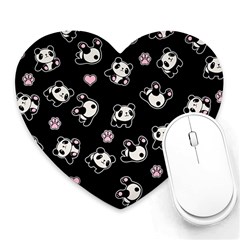 Panda Pattern Heart Mousepads by Valentinaart