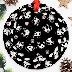 Panda Pattern Ornament (round Filigree) by Valentinaart