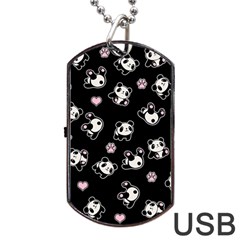 Panda Pattern Dog Tag Usb Flash (one Side) by Valentinaart