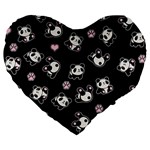 Panda pattern Large 19  Premium Heart Shape Cushions Front