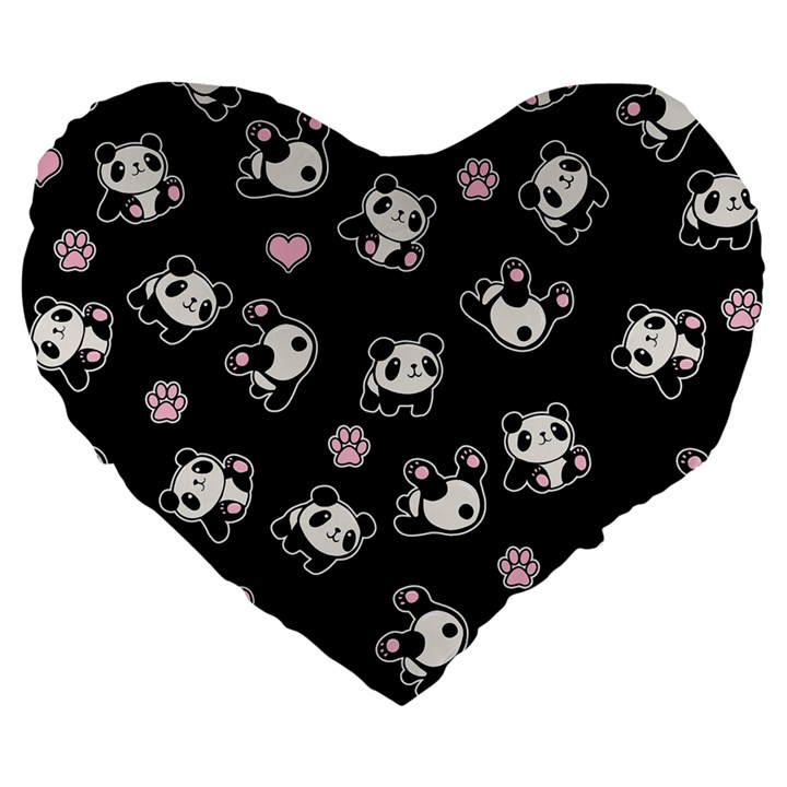 Panda pattern Large 19  Premium Heart Shape Cushions