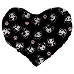 Panda pattern Large 19  Premium Heart Shape Cushions Back