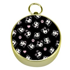 Panda Pattern Gold Compasses by Valentinaart