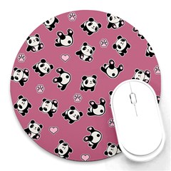 Panda Pattern Round Mousepads by Valentinaart