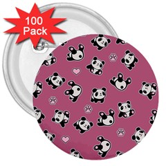 Panda Pattern 3  Buttons (100 Pack)  by Valentinaart