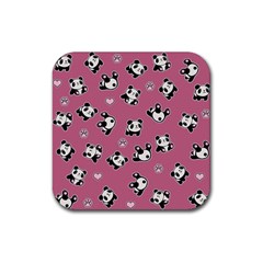 Panda Pattern Rubber Coaster (square)  by Valentinaart