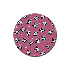 Panda Pattern Rubber Round Coaster (4 Pack)  by Valentinaart