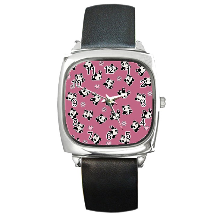 Panda pattern Square Metal Watch