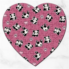 Panda Pattern Jigsaw Puzzle (heart) by Valentinaart