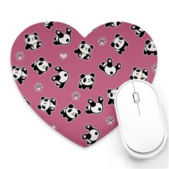 Panda Pattern Heart Mousepads by Valentinaart