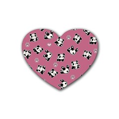 Panda Pattern Heart Coaster (4 Pack)  by Valentinaart