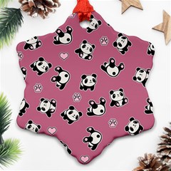 Panda Pattern Snowflake Ornament (two Sides) by Valentinaart