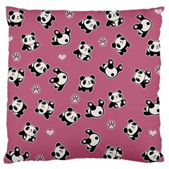 Panda Pattern Large Flano Cushion Case (one Side) by Valentinaart