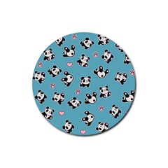 Panda Pattern Rubber Coaster (round)  by Valentinaart