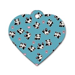 Panda Pattern Dog Tag Heart (one Side) by Valentinaart