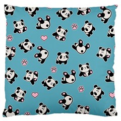 Panda Pattern Large Cushion Case (one Side) by Valentinaart