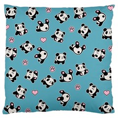 Panda Pattern Large Flano Cushion Case (two Sides) by Valentinaart