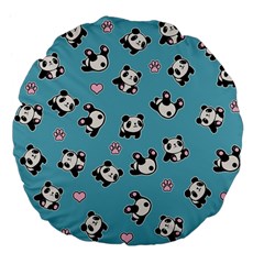 Panda Pattern Large 18  Premium Flano Round Cushions by Valentinaart