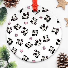 Panda Pattern Round Ornament (two Sides) by Valentinaart