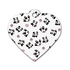 Panda Pattern Dog Tag Heart (one Side) by Valentinaart