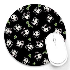 Panda Pattern Round Mousepads by Valentinaart