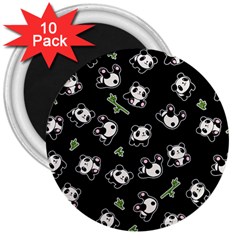 Panda Pattern 3  Magnets (10 Pack)  by Valentinaart