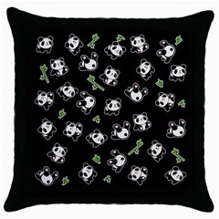 Panda Pattern Throw Pillow Case (black) by Valentinaart