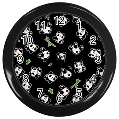 Panda Pattern Wall Clocks (black) by Valentinaart