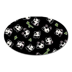 Panda Pattern Oval Magnet by Valentinaart