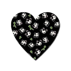 Panda Pattern Heart Magnet by Valentinaart