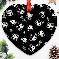 Panda Pattern Heart Ornament (two Sides) by Valentinaart