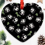 Panda pattern Heart Ornament (Two Sides) Front