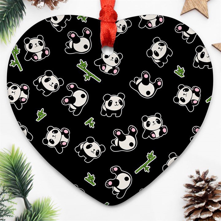 Panda pattern Heart Ornament (Two Sides)