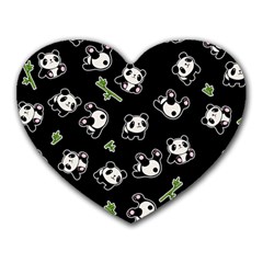 Panda Pattern Heart Mousepads by Valentinaart