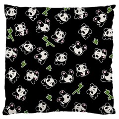 Panda Pattern Large Flano Cushion Case (one Side) by Valentinaart