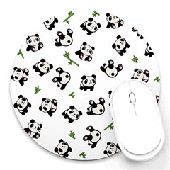 Panda Pattern Round Mousepads by Valentinaart