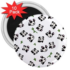 Panda Pattern 3  Magnets (10 Pack)  by Valentinaart