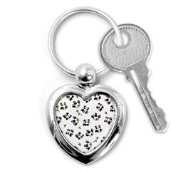 Panda Pattern Key Chains (heart)  by Valentinaart