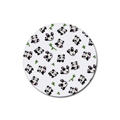 Panda Pattern Rubber Round Coaster (4 Pack)  by Valentinaart