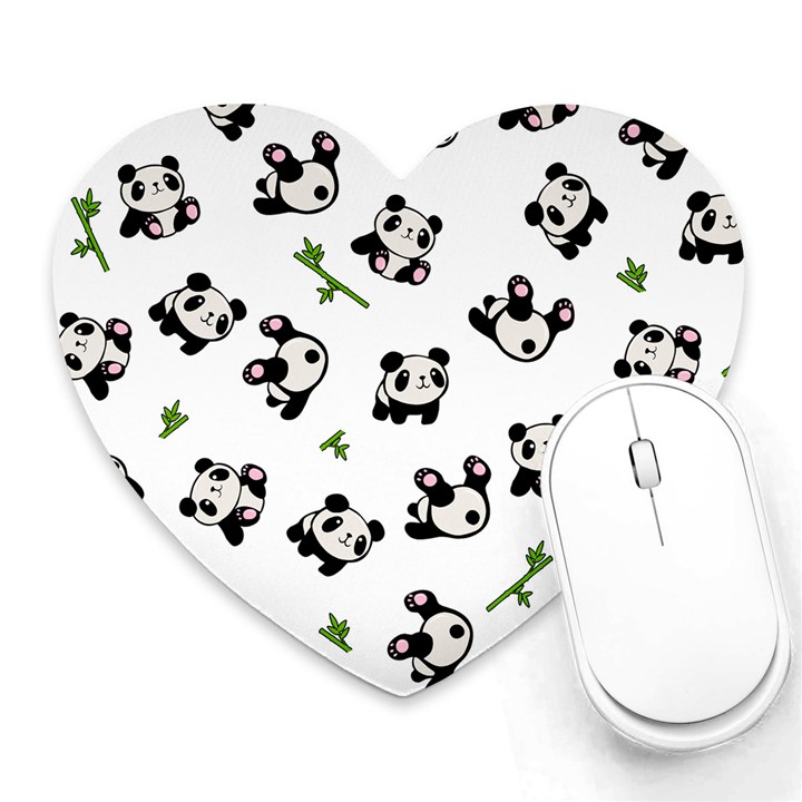 Panda pattern Heart Mousepads