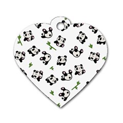 Panda Pattern Dog Tag Heart (one Side) by Valentinaart