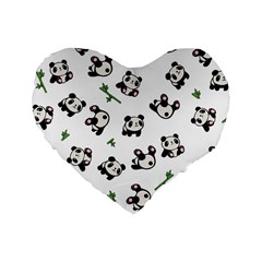 Panda Pattern Standard 16  Premium Heart Shape Cushions by Valentinaart