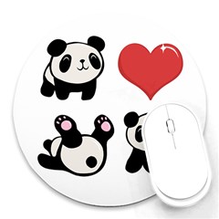 Panda Round Mousepads by Valentinaart