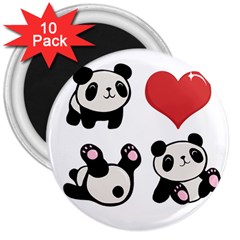 Panda 3  Magnets (10 Pack)  by Valentinaart