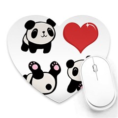 Panda Heart Mousepads by Valentinaart